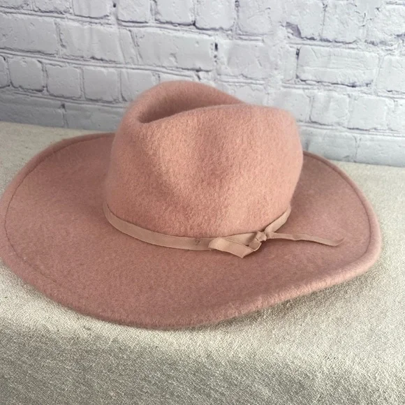 NWT Brixton Soft Pink Fedora Hat NWOT BRIXTON SARA Wool Felt Wide Brim Hat Soft Pink One Size  main image 2
